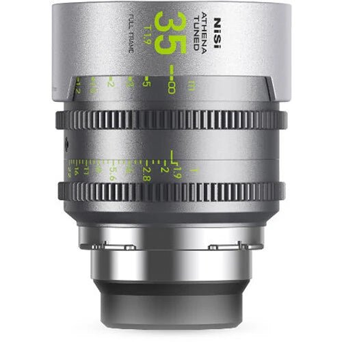 Close-up of the NiSi 35mm T1.9 Athena Tuned cine lens.