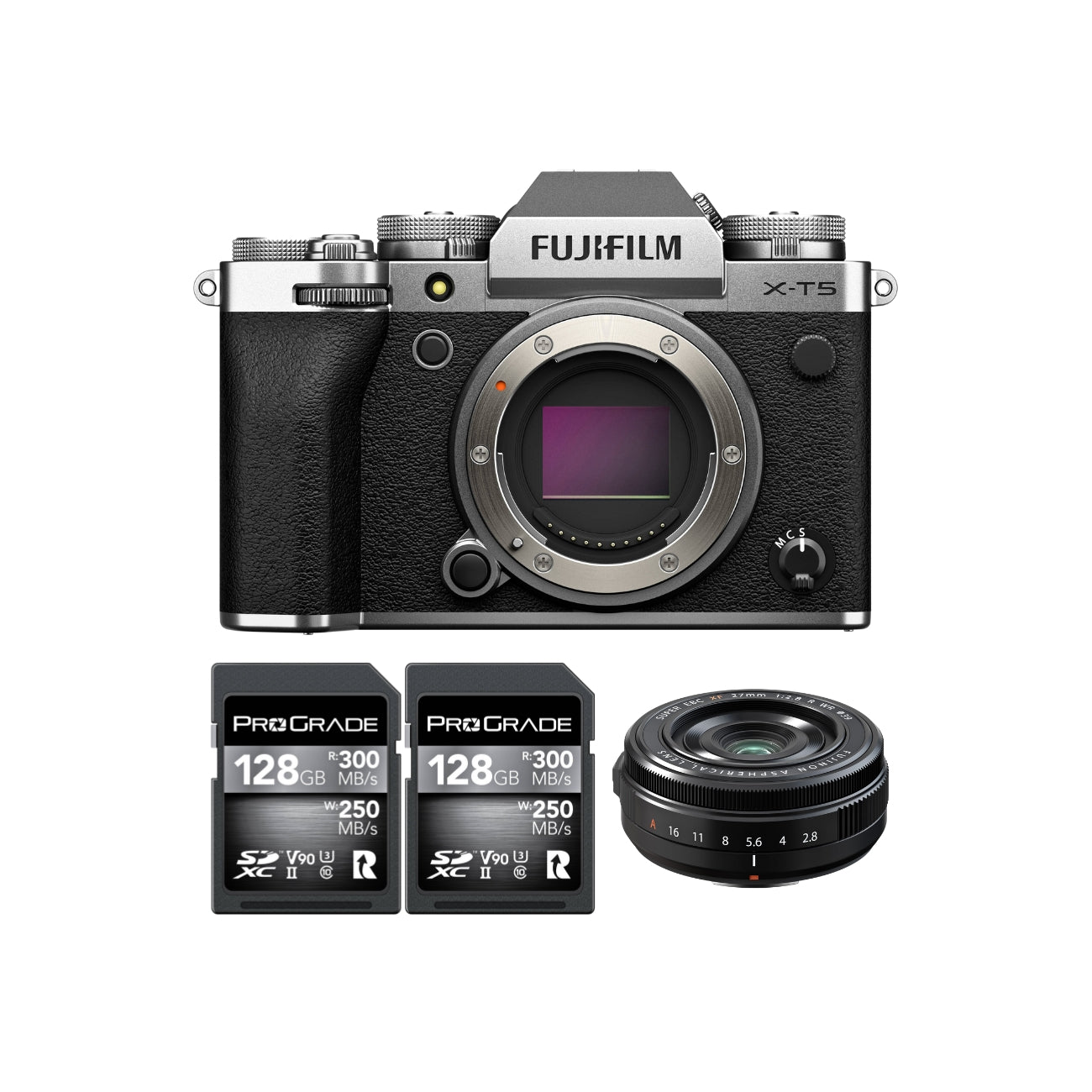 Fujifilm X-T5 Mirrorless Camera with 27mm Lens u0026 128GB Memory Card Kit