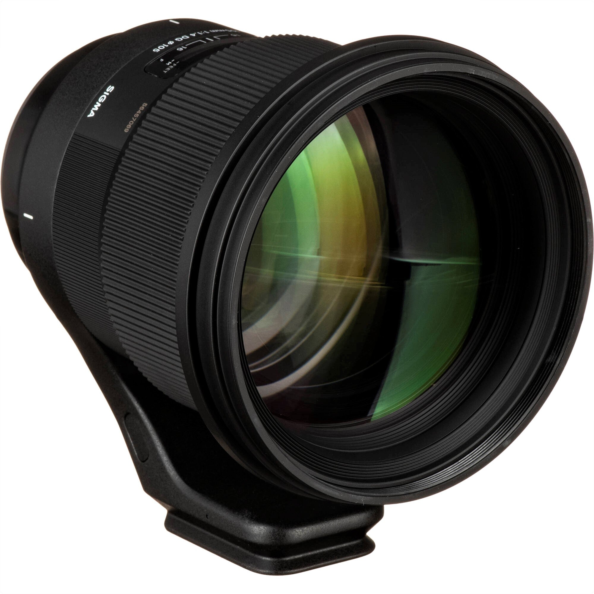 Sigma 105mm F1.4 DG HSM Art Lens for Canon EF in a Front-Side View